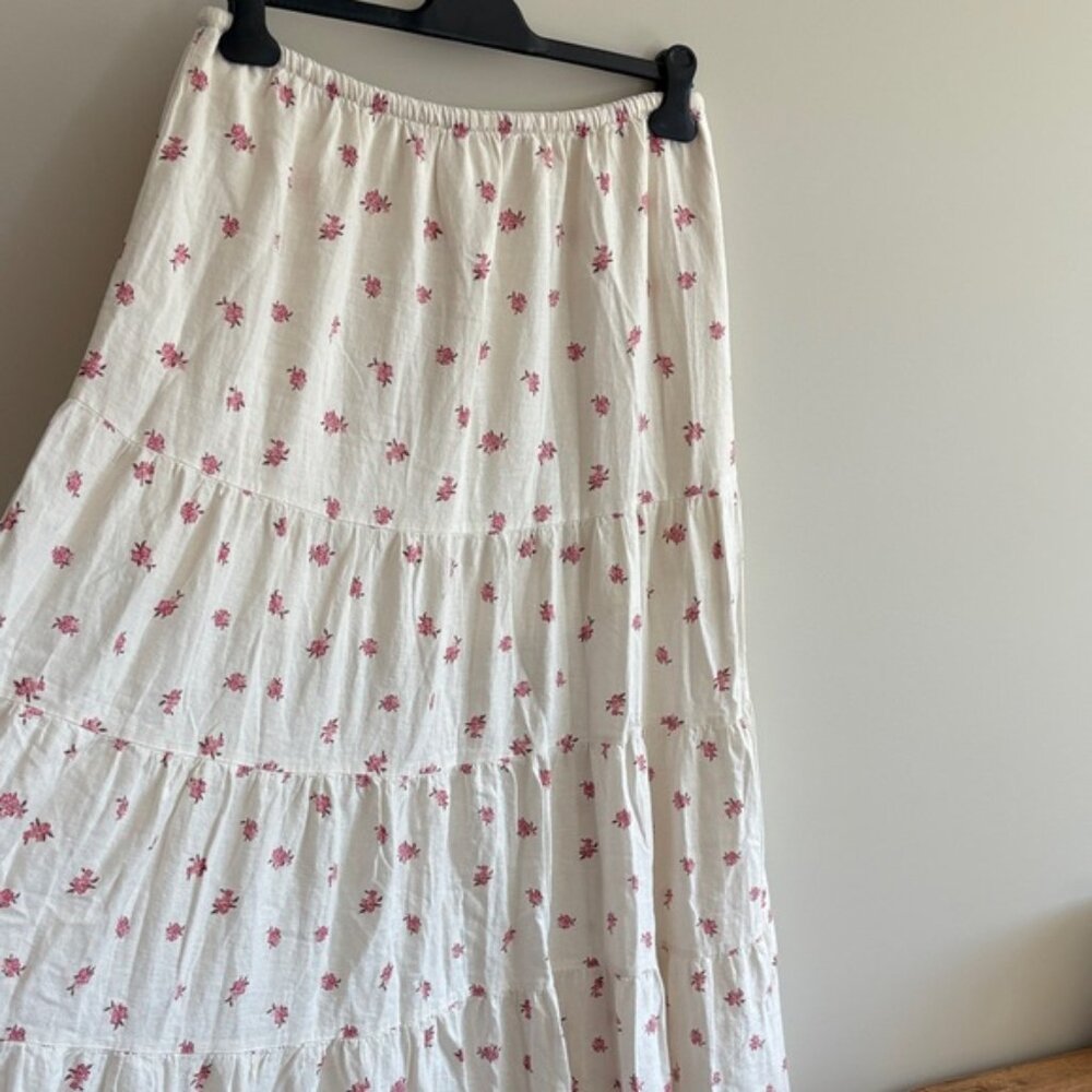 Cotton On White Maxi Skirt with Pink Floral Design - Picture 8 of 10